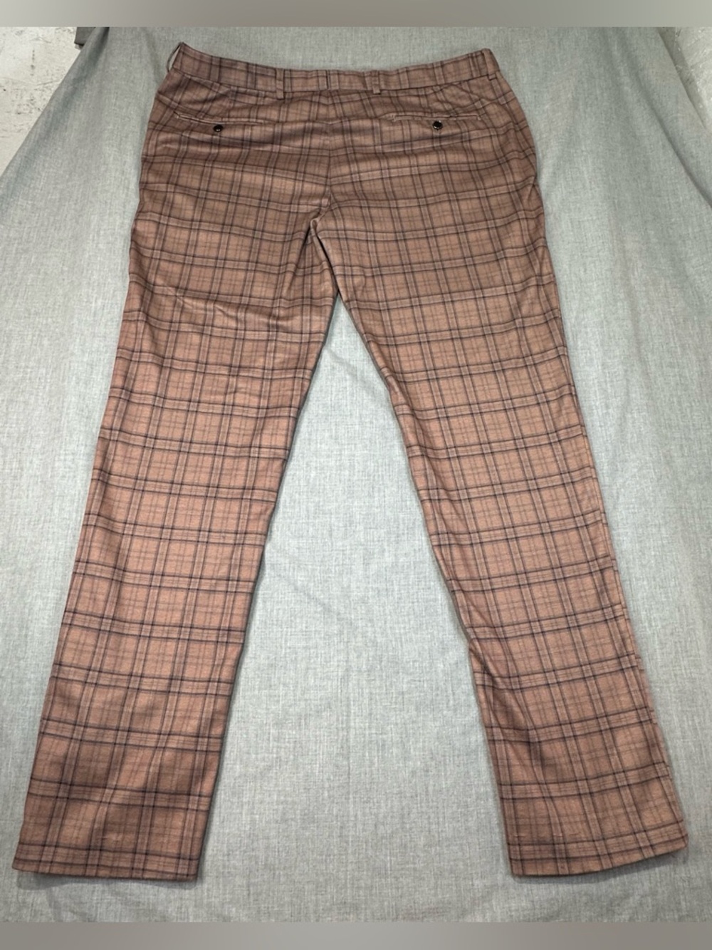 Men's Cloudstyle Plaid Suit Set 2 pcs. Dark Khaki Plaid Slim Formal Sz XXL - Picture 3 of 11